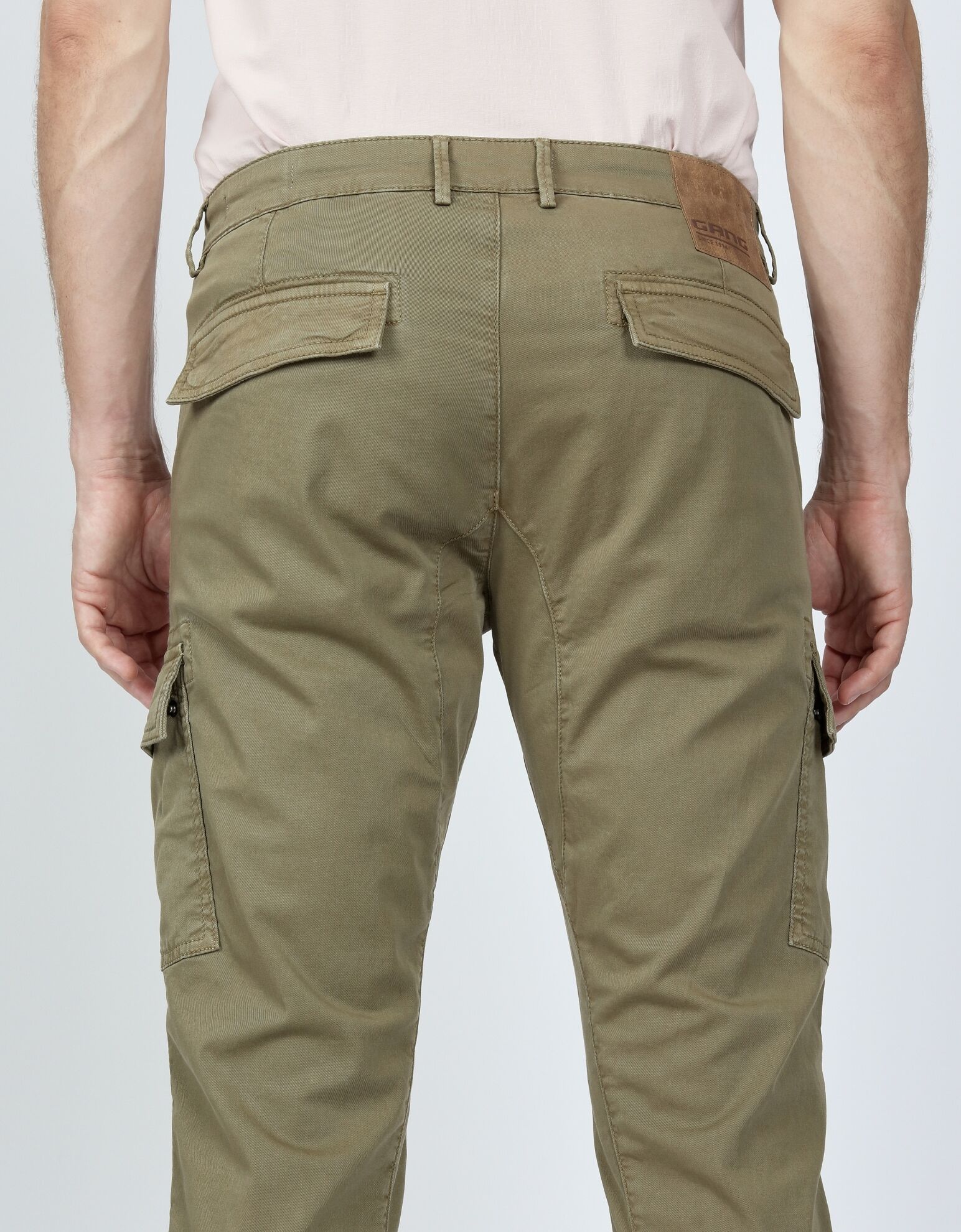 Cargohose GANG "94LEON CARGO", Herren, Gr. 31, N-Gr, grün (khaki), Obermaterial: 97% Baumwolle, 3% Elasthan, unifarben, lang, Hosen Cargohose, mit zusätzlicher Naht am Innenbein khaki 31, N-Gr