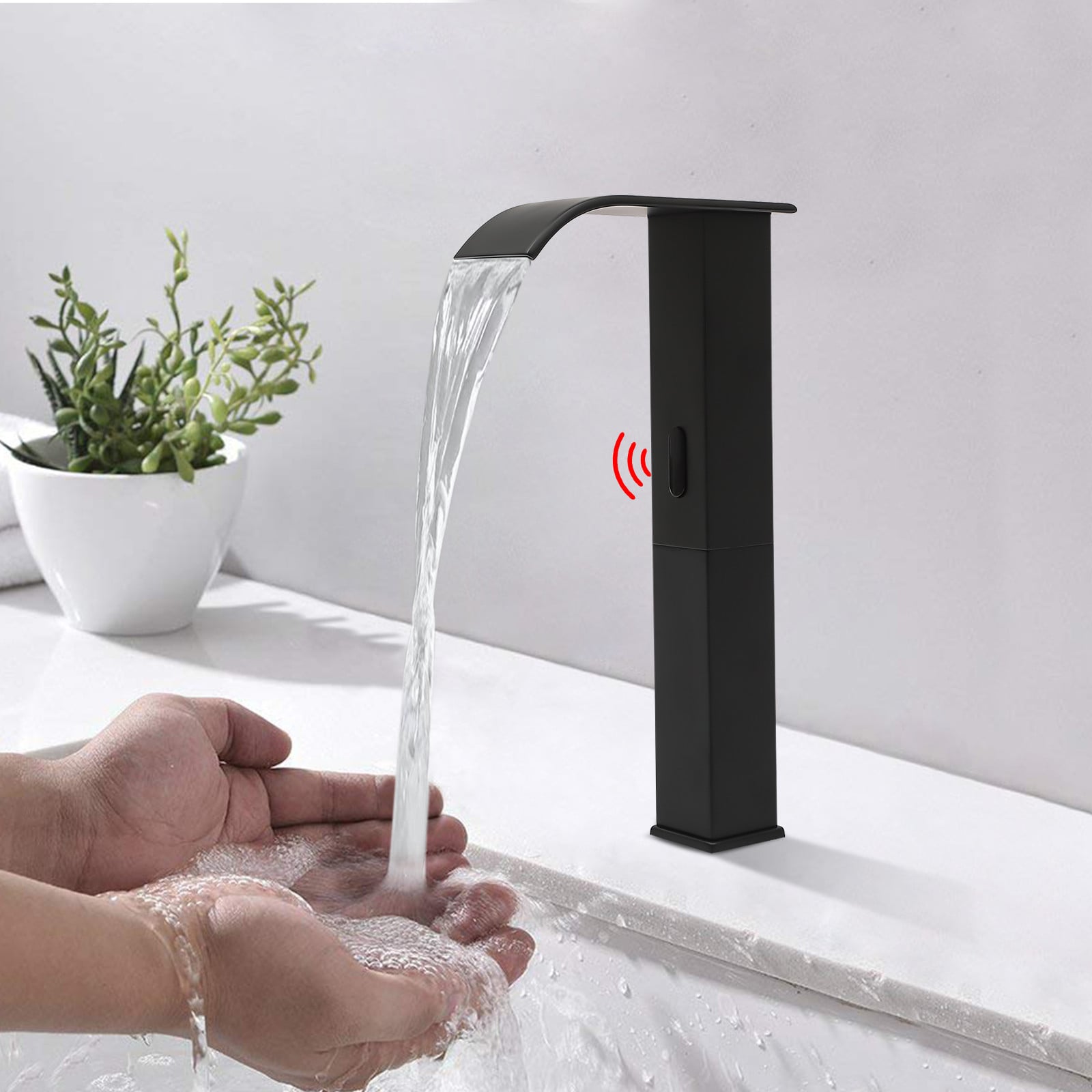 Easybuy Automatische infrarood wastafelkraan met watersparende functie, zwarte mengkraan voor keuken en badkamer