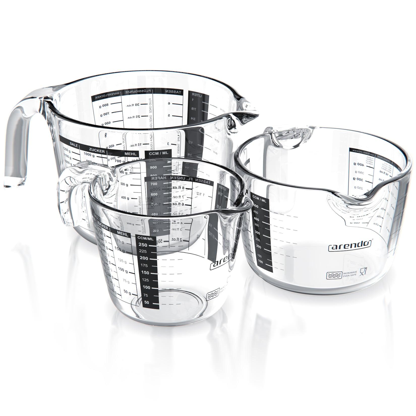 Arendo Messkrug Set 250, 500, 1000 ml, hitzebeständig, Borosilikatglas