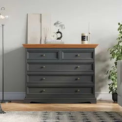 Massivholzkommode Landhaus Stil in Grau Eichefarben