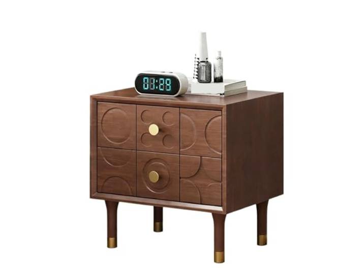 AZHKJKZH Nachttisch Nachttisch Mit Zwei Schubladen, Kreativer Geschnitzter, Retro Wohnzimmer Schlafzimmer(Brown)