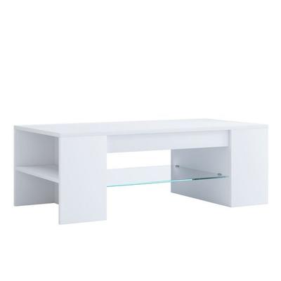 Holz Sofatisch Couchtisch Schublade Glas Tunas