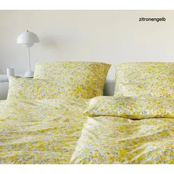 Elegante Mako-Satin Bettwäsche Mimosa - 135x200 cm + 40x80 cm	zitronengelb