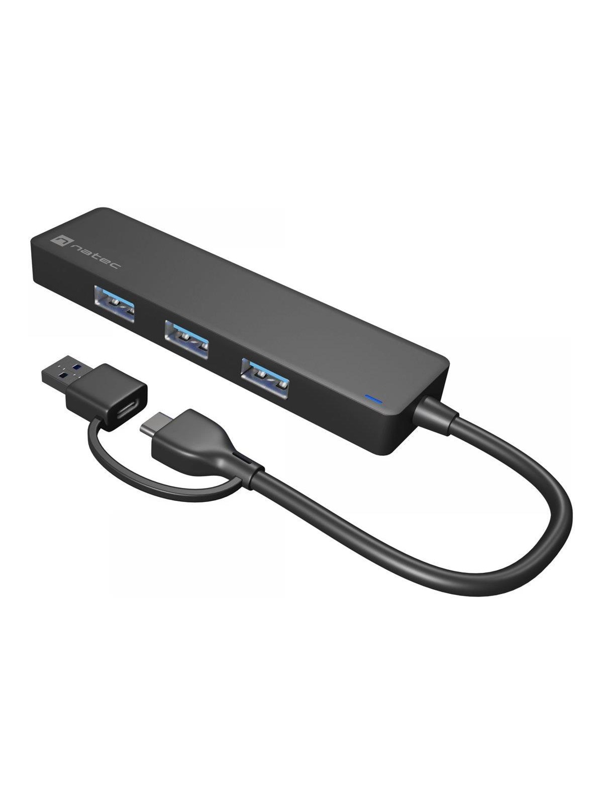 Natec Mayfly - hub - 4 ports USB-Hubs - 4 - Schwarz