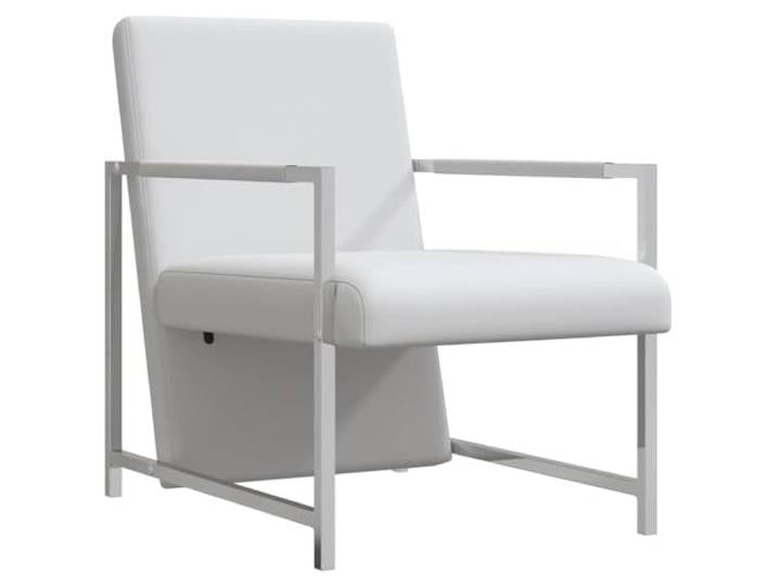PUGYNBK Sessel aus Kunstleder, weiß, verchromte Beine Holzstruktur, ergonomisches Design, Kapazität 110 kg, Dekoration für Zuhause