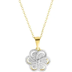 Kette mit Anhänger FIRETTI "Schmuck Geschenk, Blume / Knoten", silber (gelbgoldfarben, silberfarben), Halsketten, Damen, 0,02, Diamanten Silber 925 (Sterlingsilber), L: 45 B: 1mm, Diamanten, Silber 925 (Sterlingsilber), mit Diamanten, B:1mm