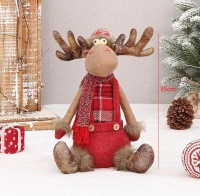 Uplift Picks Retractable Standing Christmas Elk Doll Red Fabric Holiday Decor 96 A
