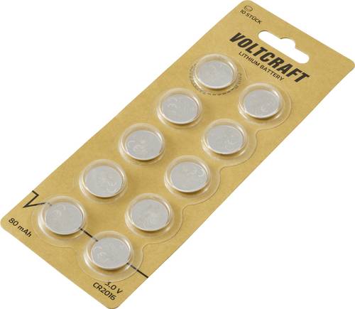 VOLTCRAFT Knopfzelle CR2016 3V 10 St. 80 mAh Lithium VC-12209095