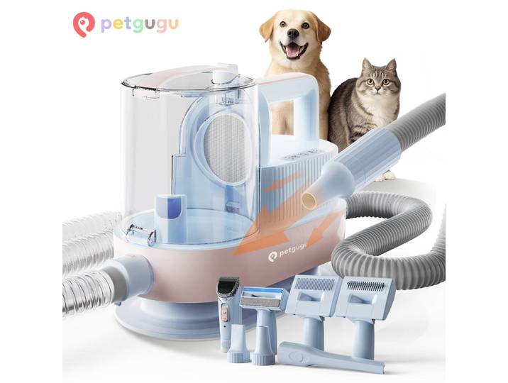 PETGUGU M1 Pro Aspirateur de Toilettage pour Chiens 7 en 1 Aspirateur Poils d'Animaux avec Sèche-cheveux 11000Pa 2,5L Silencieux Kit Toilettage