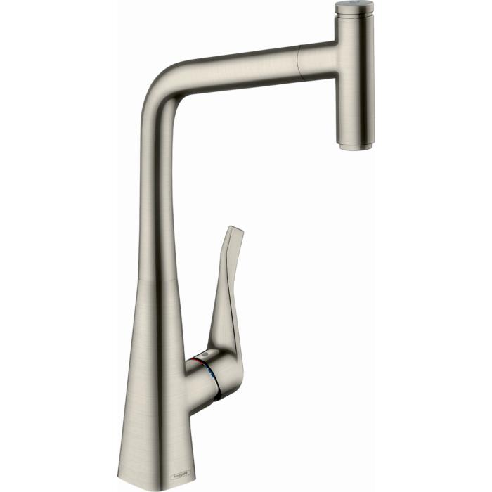 hansgrohe Metris Select M7115-H320 Küchenarmatur 73803800, Edelstahl-Optik, ausziehb. Auslauf, sBox