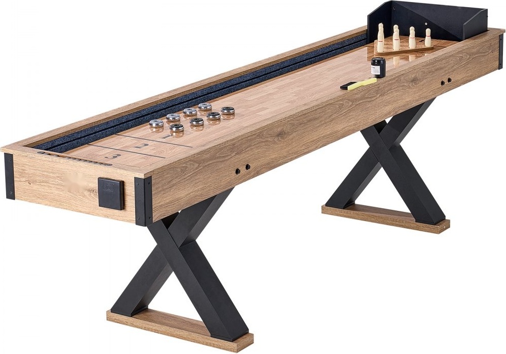 Shuffleboard-Tisch 2 in 1 - Kombispielset Shuffleboard und Bowling - 274 cm Tisch für indoor Spaß - ideal für Familien und Partys
