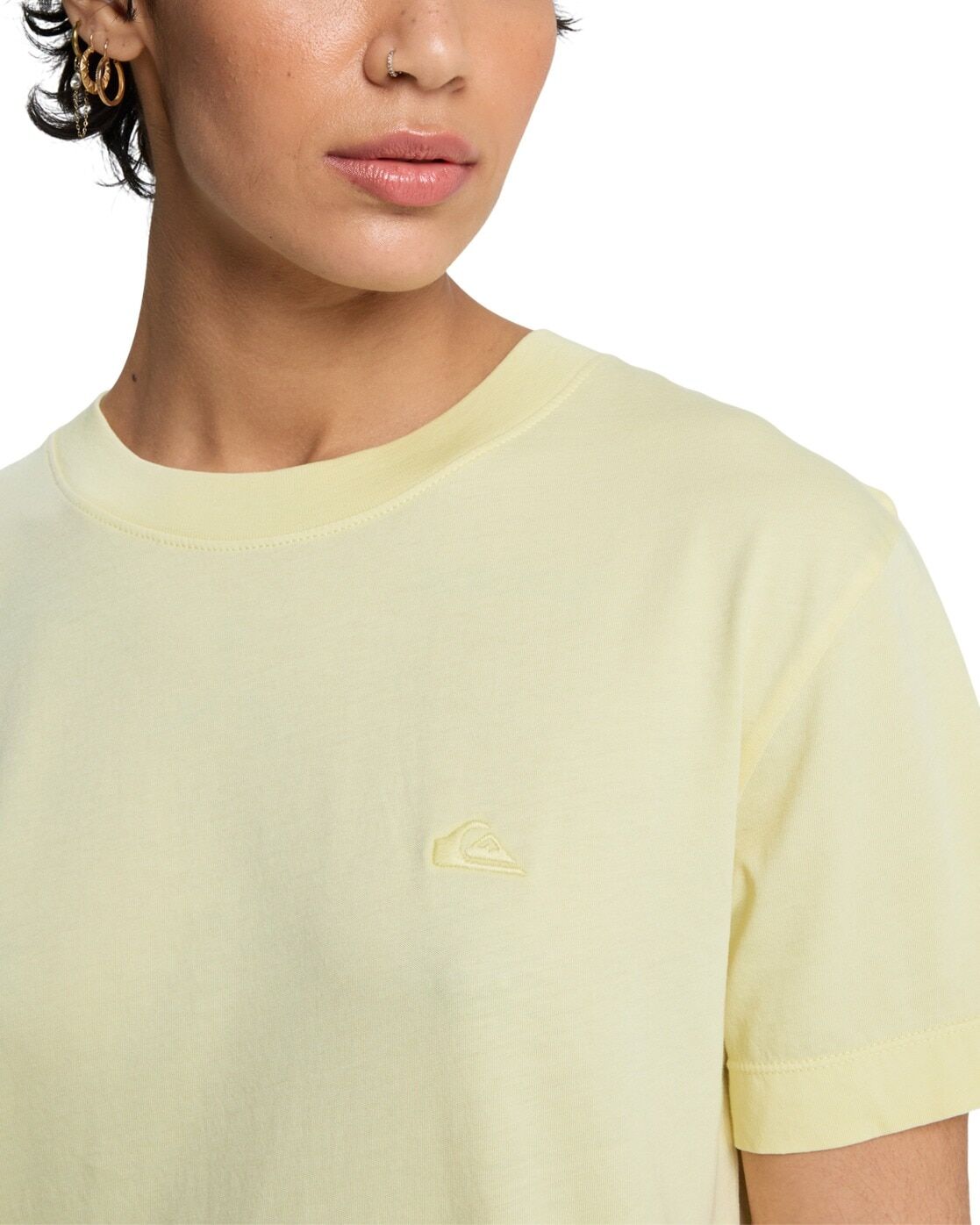 T-Shirt QUIKSILVER "Essential", Damen, Gr. S, gelb (garden glade), Obermaterial: 100% Baumwolle., Shirts T-Shirt garden glade S
