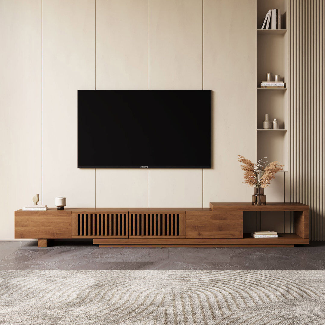 Ebern Designs Large Storage TV Stand & Media Unit, Expandable Design (2m-2.6m Width), Contemporary Walnut Finish with Cable Management, for 75-100 Inch Televisions Walnut 88"