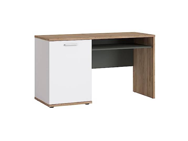 Lomadox Jugendzimmer Schreibtisch Kinderschreibtisch in Eiche Nb. mit weiß und grau, B/H/T ca. 130/74,5/50 cm