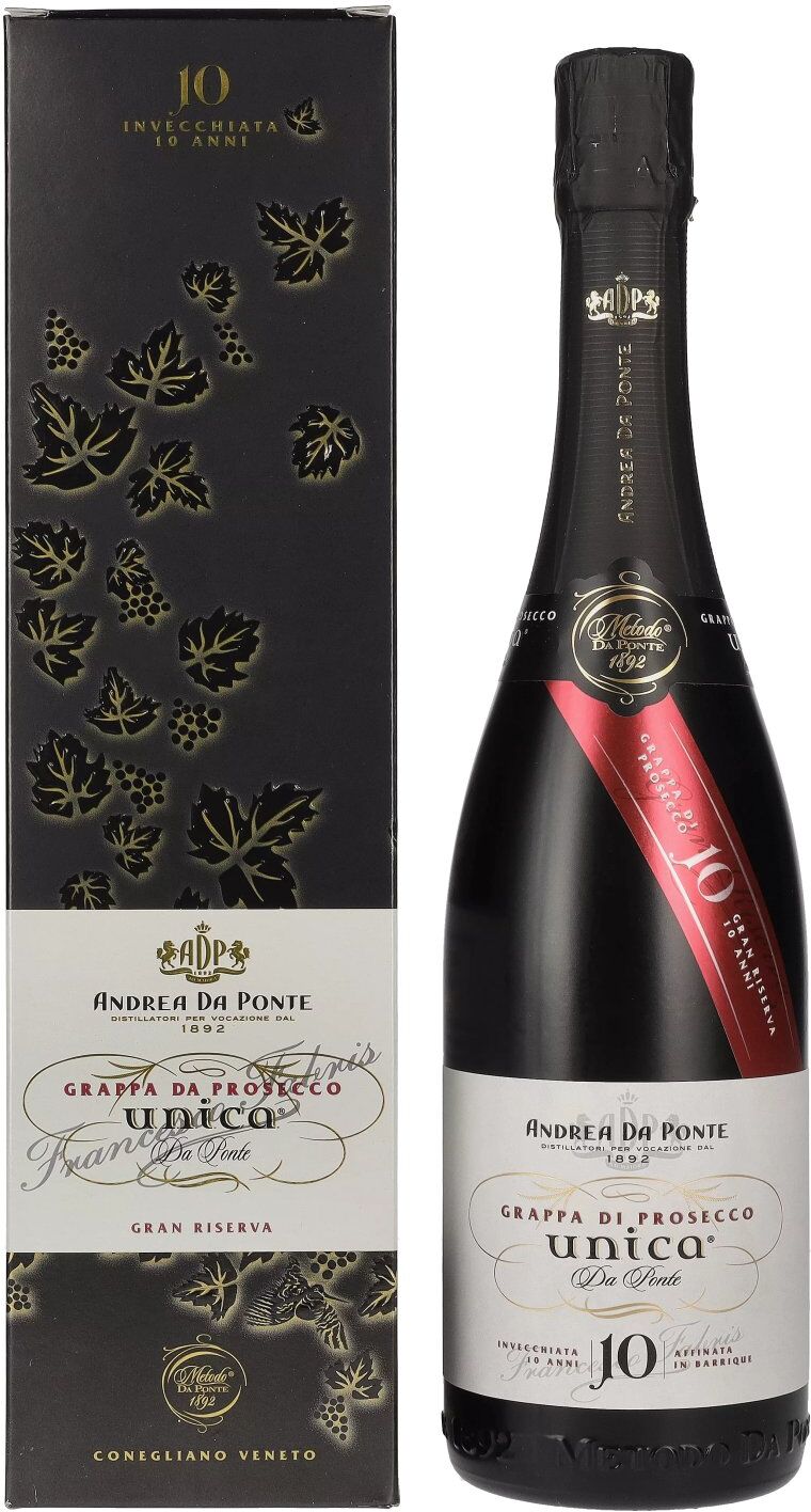 Andrea Da Ponte Grappa da Prosecco Unica Da Ponte 10 Anni 40% Vol. 0,7l in Geschenkbox