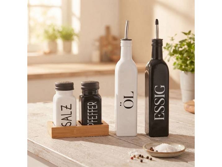 Gewürz- und Menage Set 4tlg., schwarz-weiss