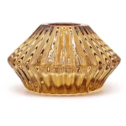 Set of 2  Flower Flip Dinner Candle / Tealight Holder -  Antique Amber