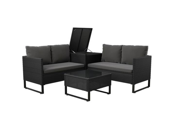LOUNGEGARNITUR Santorini schwarz / grau