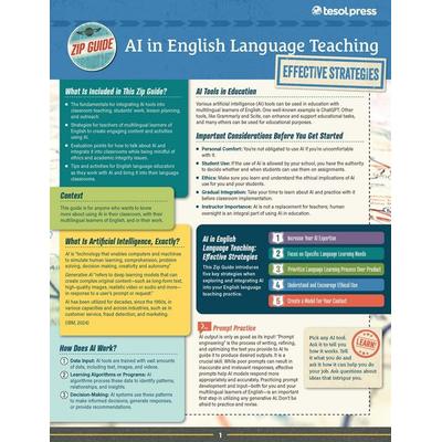TESOL Zip Guide: AI in English Language Teaching (Pack of 25), Taschenbuch von Christina Kitson, Tesol Press, 978-1-953745-49-1