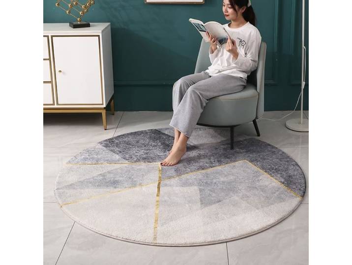 Tapis Rond - ZGEER - 140cm - Lavable - Style Nordique - Antidérapant TAPIS DE SOL