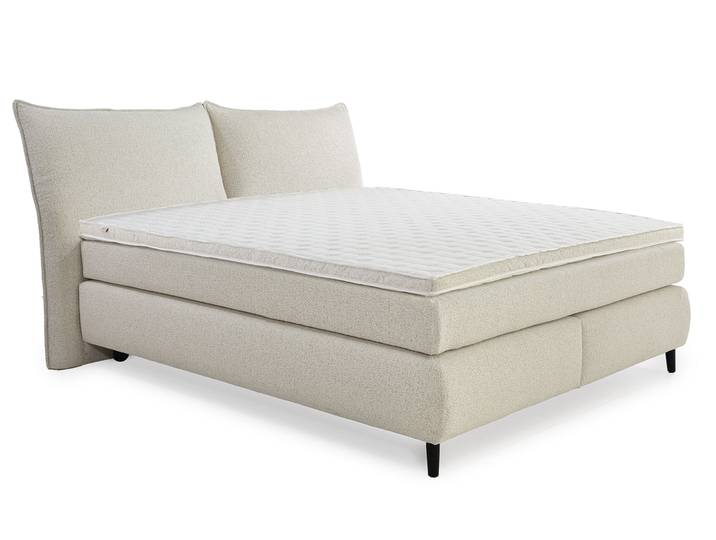 Boxspringbett 180x200 cm H3 Federkernmatratzen Bonell Topper Flachgewebe Beige Grau / 20021
