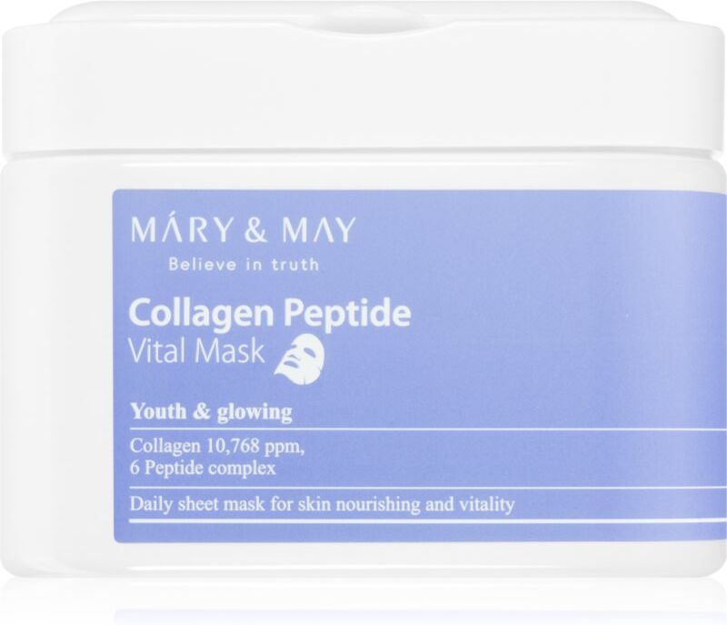 Mary&May; Collagen Peptide Vital Mask Tuchmasken-Set mit Antifalten-Effekt 30 St.