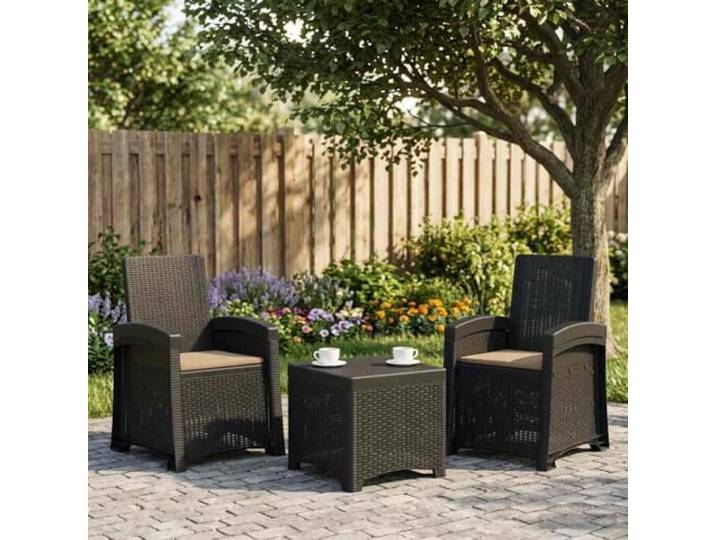 PHGTYUK Liegesessel Garten Rattan-Optik 2 STK. Anthrazit Taupe PP 3-fach verstellbare Rückenlehne, wetterbeständig, stabiler Rahmen, für Terrasse Balkon