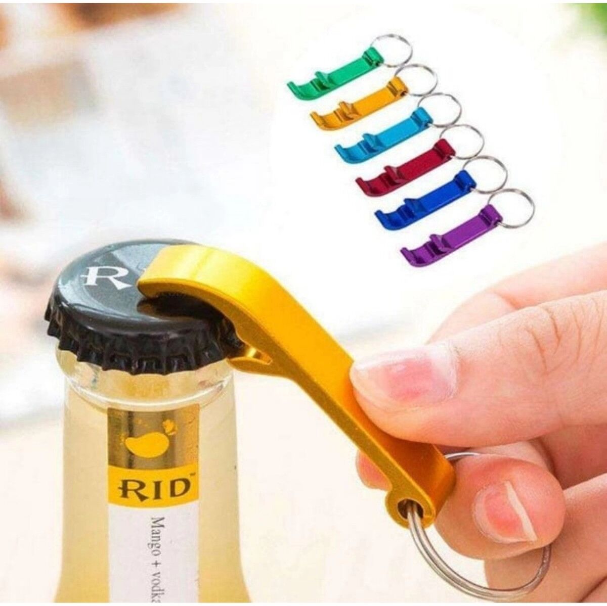 INF Lot de 6 ouvre-bouteilles multifonctions en alliage d'aluminium avec ouvre-boîte et porte-clés