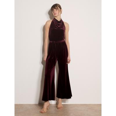 Jumpsuit APRICOT "Overall aus Samt", Damen, Gr. 14, N-Gr, rot (burgundy), gewebt, , Modisch, figurbetont Lang, Rollkragen, Overalls Jumpsuit, mit Stoffgürtel