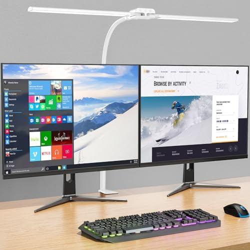 KableRika LED bureaulamp met dubbele kop en klem voor thuiswerk en lezen