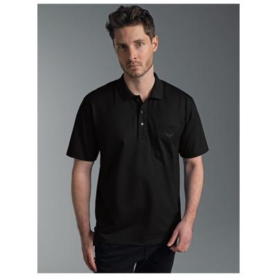 Poloshirt TRIGEMA "TRIGEMA Poloshirt aus Single-Jersey", Herren, Gr. 5XL, schwarz, Single Jersey, 100% Baumwolle, Basic, lang, ohne Ausschnitt, Shirts