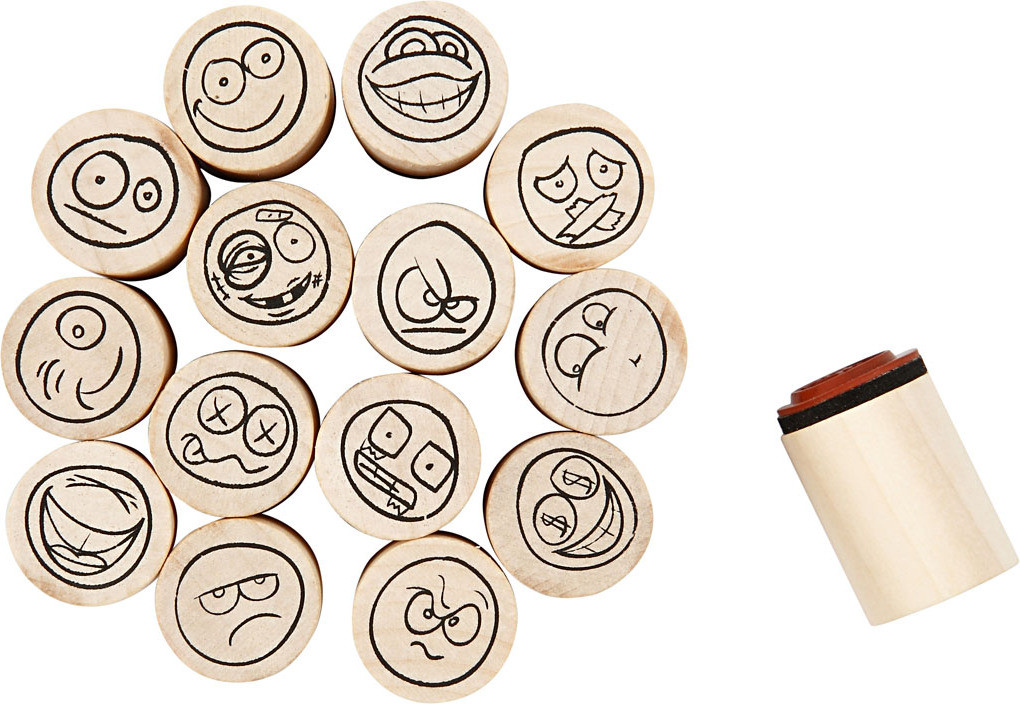 Creativ Company Stempelset Smiley - Houten stempels voor creatief plezier