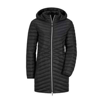 Winterjacke GOLDNER "Gefütterter langer Mantel mit Kapuze", Damen, Gr. 40, schwarz, Obermaterial: 100% Polyamid PA., Modisch, gerade, Jacken Winterjacke, mit femininer Steppung