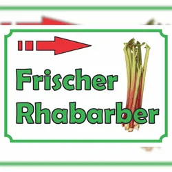 HB-Druck Frischer Rhabarber Verkaufsschild Pfeil rechts Hofladen Verkaufsförderung A5 (148x210mm)