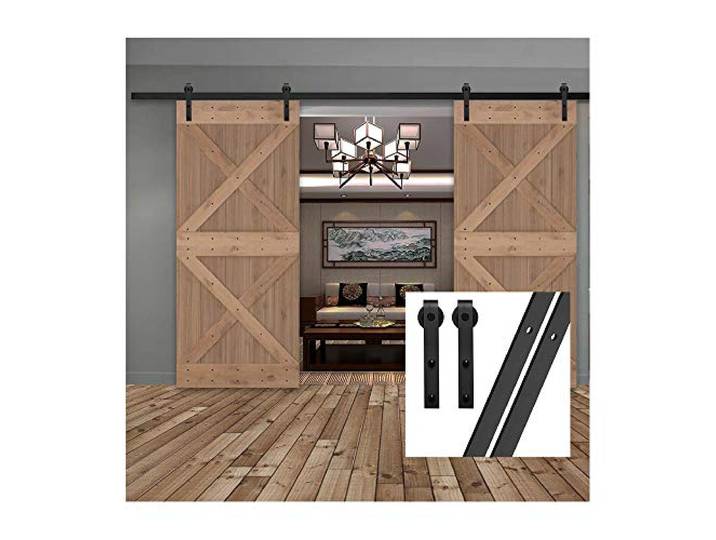 GIFSIN 20FT/610cm Scheunentor Kit Schiebetürbeschlag Kit Schiebetür Kit für Doppeltür,J-förmiger Kleiderbügel