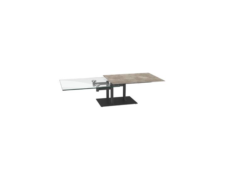 Ausziehbarer, flexibler Design Keramik Couchtisch „Opera“ Zementgrau/Schwarz Akante Design