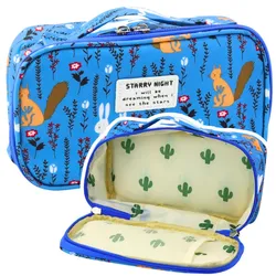 Federmäppchen, Schul-Organizer, Kosmetiktasche, zusätzliche Tasche, Blau, 22,5 cm