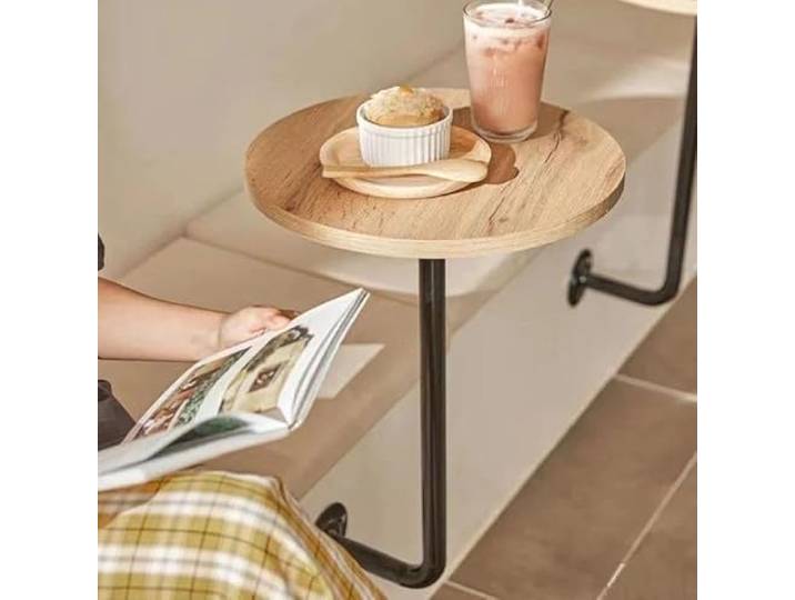1 Stück kleiner runder Wandtisch Kaffee kreisförmiger moderner Luxus-Restaurant-Beistelltisch, Café-Dekoration, for Aufhängen(Wood)