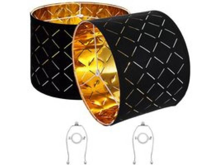 VEVOR Abat-jour tambour, 2 pcs, 33 x 33 x 25 cm, abat-jour de remplacement moyen avec harpe, housse pour lampes de table, lampadaires et suspensions, assemblage facile, design creux en diamant noir