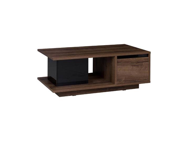 BEAUTYSOFA Couchtisch DEVON Wohnzimmertische mit 2 Türen und offenen Regal, Eiche Monastery und Schwarz Hochglanz