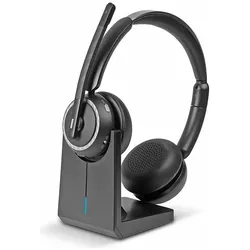 Lindy L118 Kabelloses Bro-Headset (Kabellos, USB-C), Office Headset, Schwarz