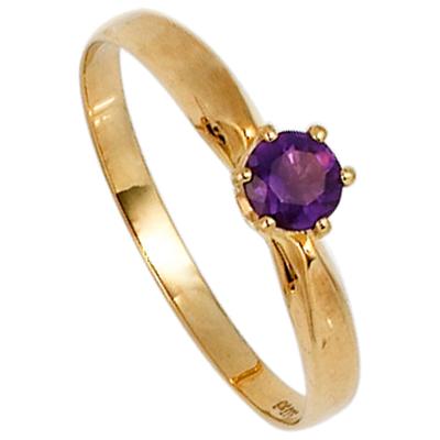 Goldring JOBO Gr. 58, gelb (gelbgold 585), Fingerringe, Damen, 58, Gelbgold 585, Goldring, 585 Gold mit Amethyst
