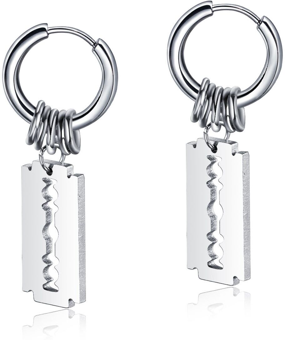 Paar Creolen FIRETTI "Schmuck Geschenk Rasierklingen-Design", silber (edelstahlfarben), Ohrringe, Damen, 15mm, Edelstahl, Paar Creolen, Einhänger abnehmbar