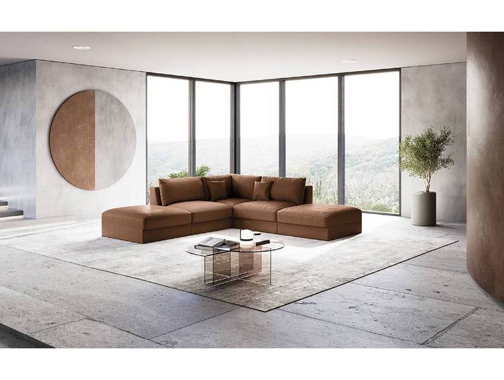 Ecksofa Braun Microfaser Taeko 293 x 90 x 293cm Modern