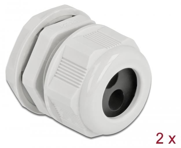 Delock kabeldoorvoer PG21 voor ronde kabels, grijs, 2 stuks, IP68