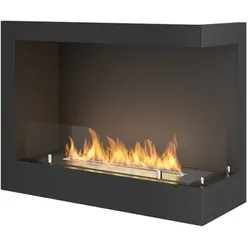 OutInFire CORN 600 – Eck-Biokamin, eingebauter Bioethanol-Kamin. Rechte Öffnung – mit Glas