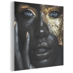 AKUSTIKBILD Frau - Gold - Porträt - Schwarz-Weiß - Luxus Wandbilder 60x60 cm