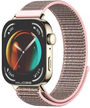 Everyday Crate MIJOBS Huawei Watch Fit 3 Band Breathable Nylon Loop Watch Band Adjustable 20mm Replacement Strap pink Sand Light Gold