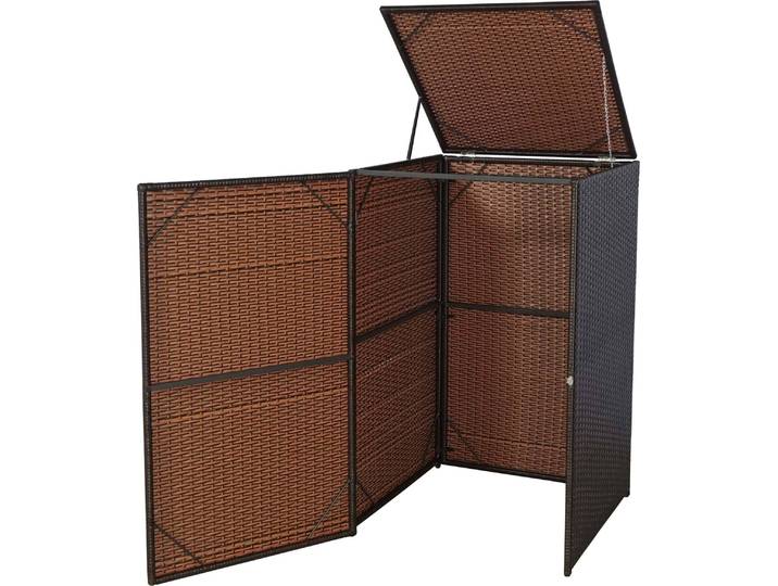 Mülltonnenverkleidung HWC-E25, Mülltonnenbox Mülltonnenabdeckung, Poly-Rattan 120l braun