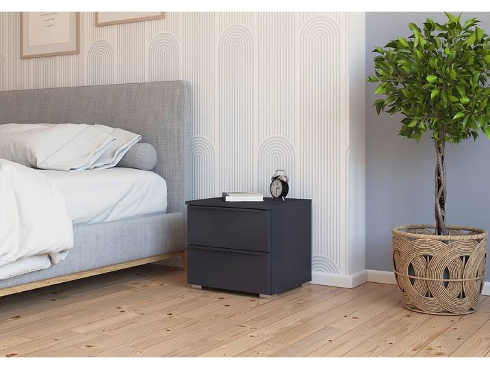 Table de nuit 42cm Lot de 2 Gris/Gris métallisé
